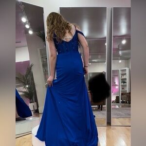 Royal Blue Prom Dress with Lace Detailing